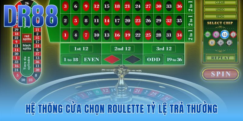 Cửa cược roulette DR88 đa dạng cho phép tùy biến chiến thuật hiệu quả